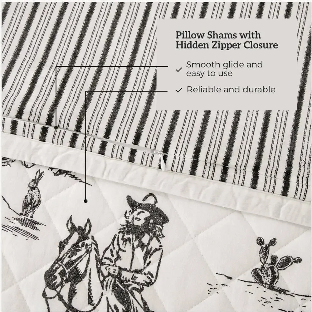 Paseo Road Ranch Life Western Toile Sham Set 2 Standard 20x26 Cowboy Reversible